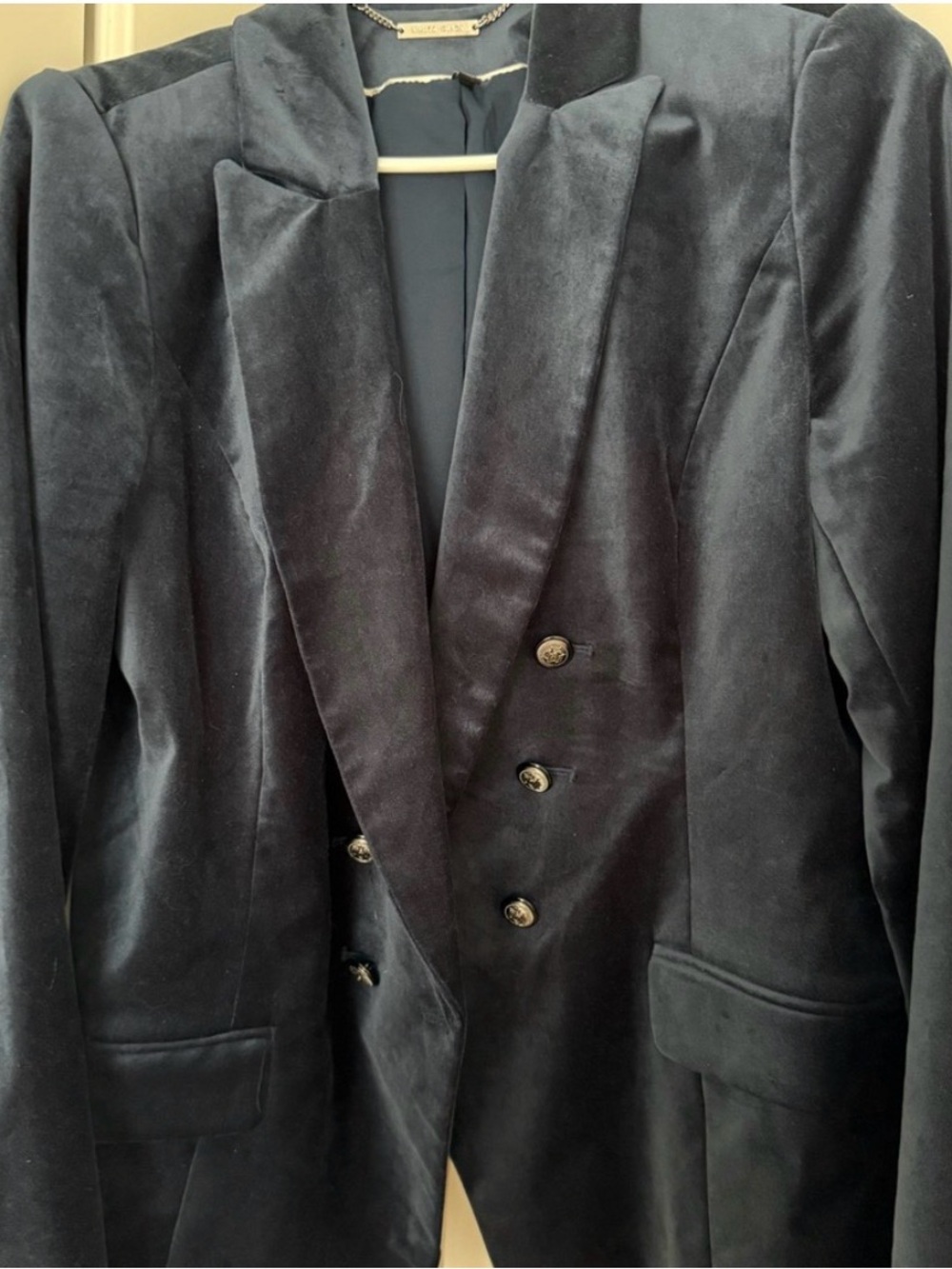 WHBM Velvet Blazer in Navy Blue 14
